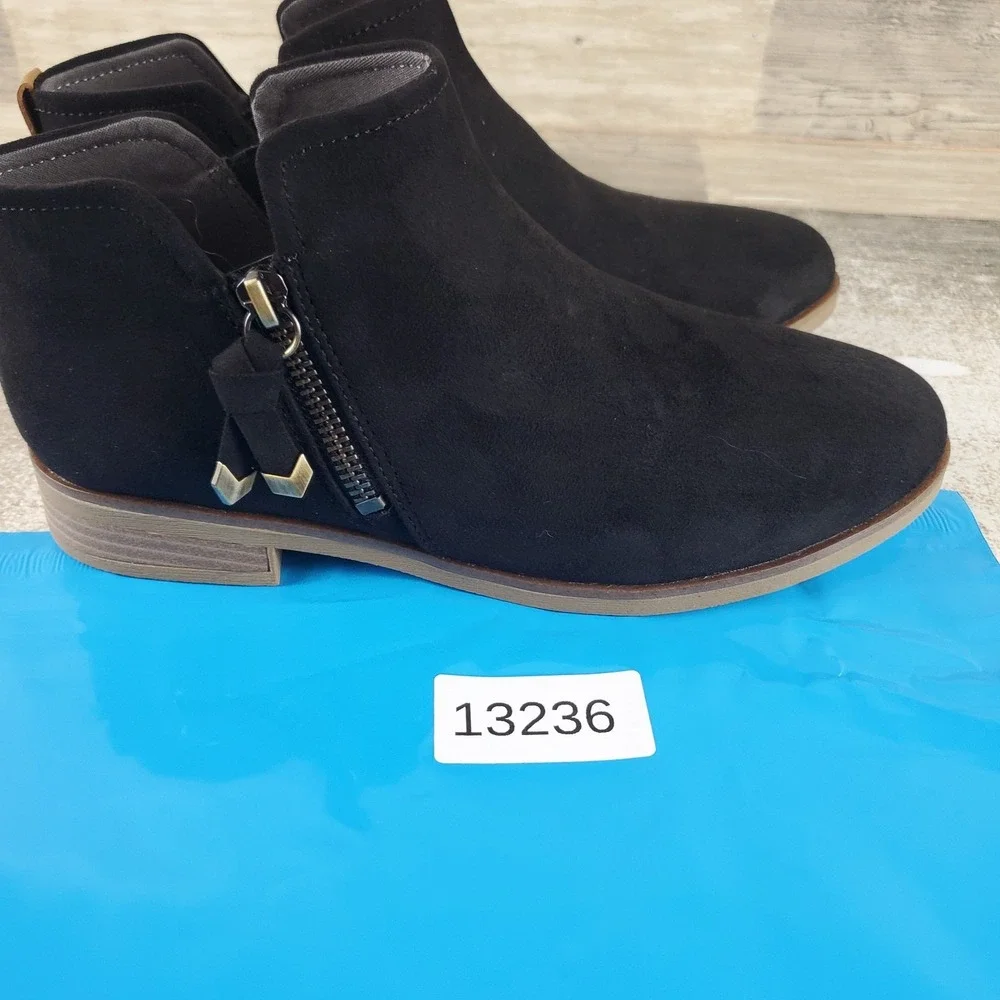 Dr Scholls Astir Womens Ankle Boots Sz 7 W Black Side Zip Round Toe
